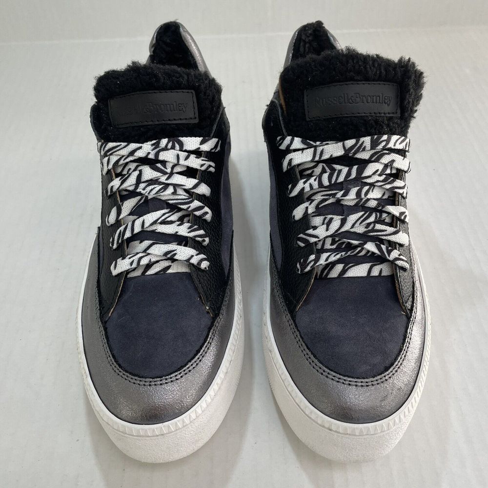 RUSSELL & BROMLEY PARK LACE Lace Up Platform Sneakers Shearling Trim EU 42 US 11 - Picture 5 of 14